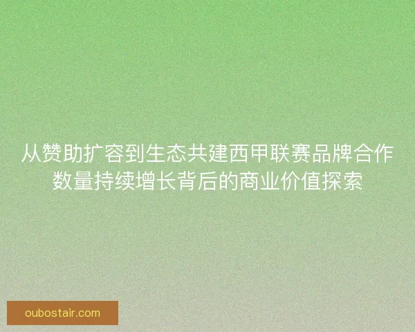 从赞助扩容到生态共建西甲联赛品牌合作数量持续增长背后的商业价值探索